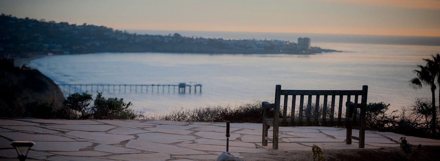 ocean with bench